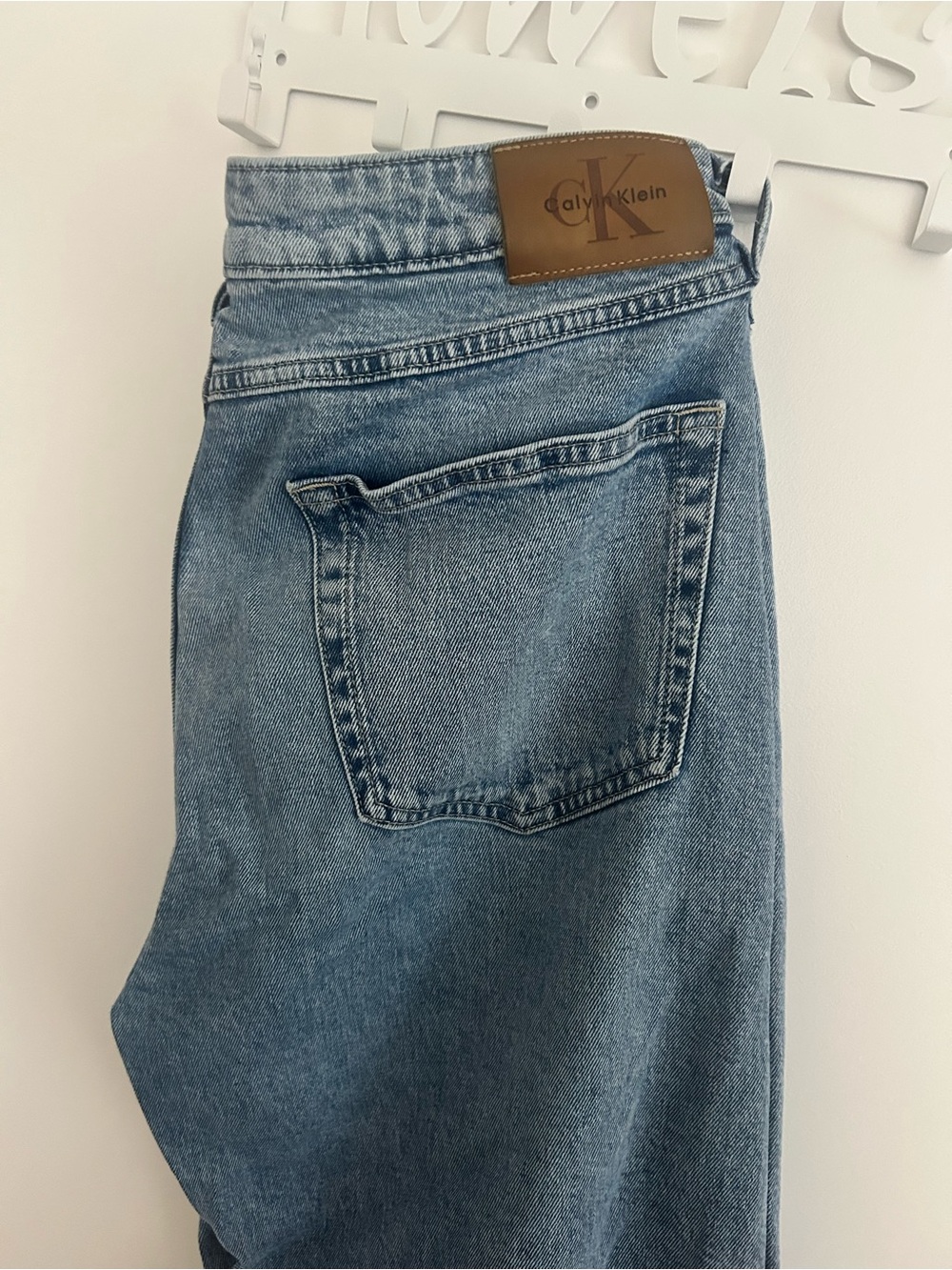 Calvin Klein Medium Blue Denim Jeans with Leather Patch